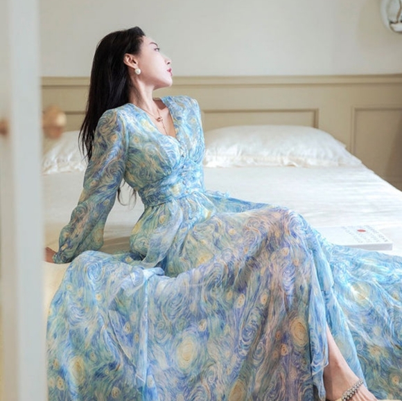 SOLD Galartsy Starry Night Dreamy Long Dress - Picture 5 of 9